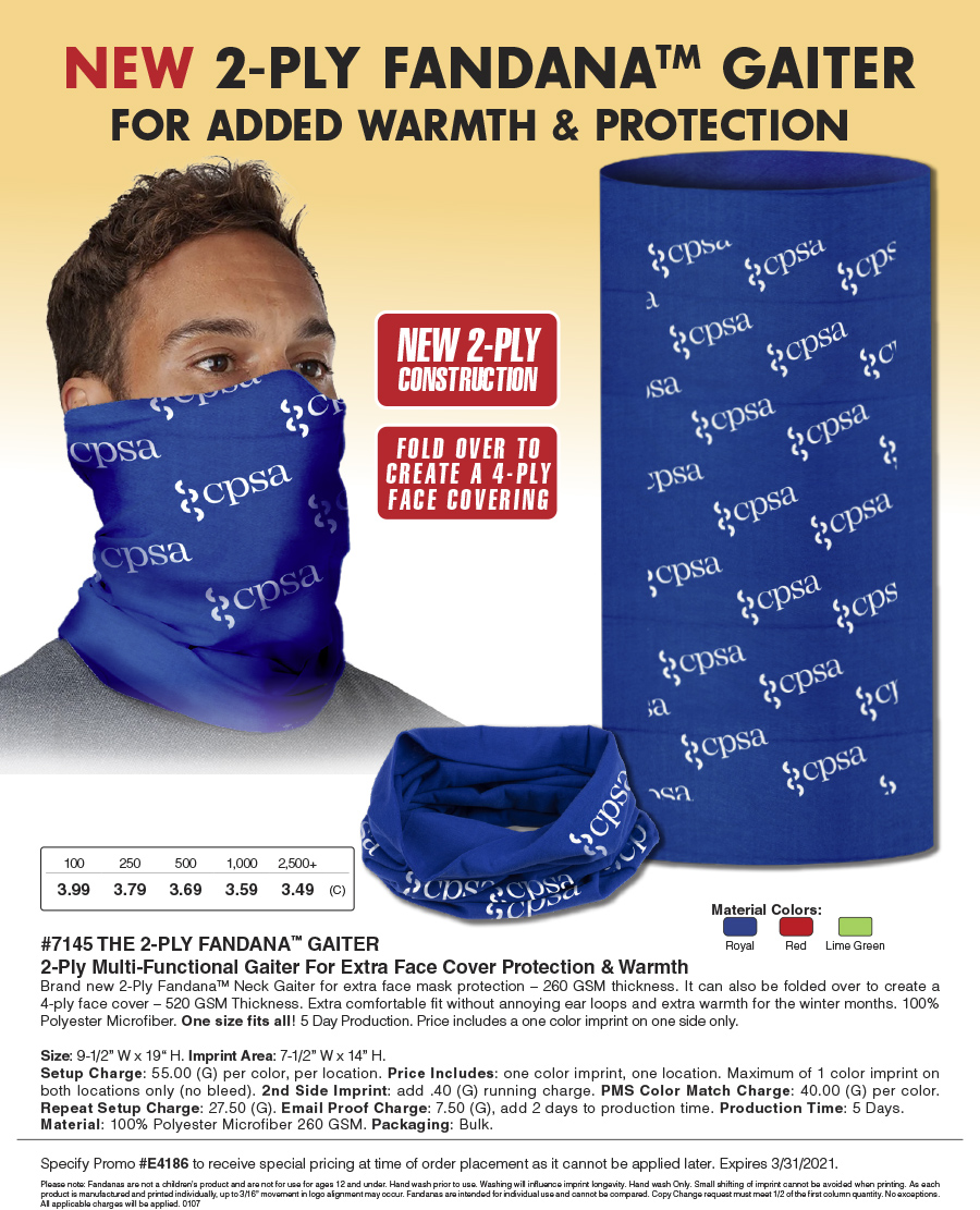 #7145 Domestic The Fandana�  2-Ply Multi-Functional Tubular Head And Neck Wear