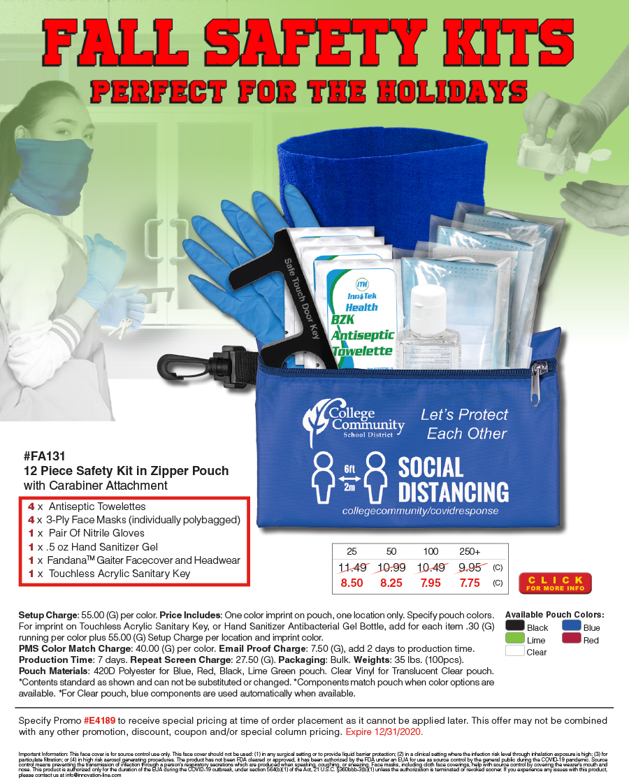 FA131 Fall Safety 12 Piece Safety Kit in Zipper Pouch