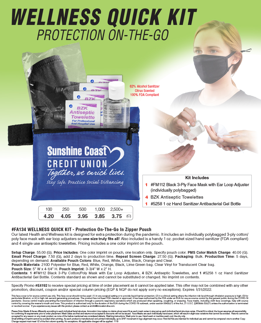 FA134 Wellness Quick Kit - Protection On-The-Go In Zipper Pouch
