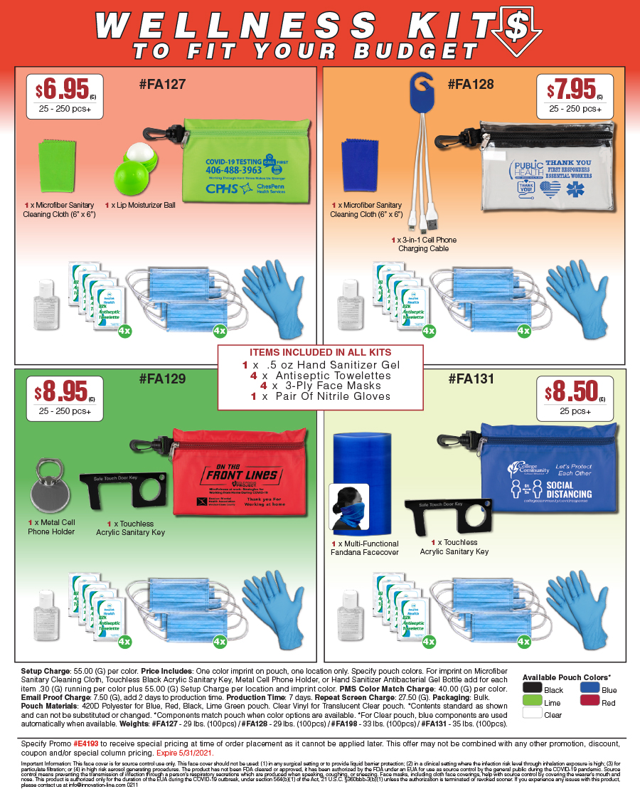 Wellness Kits To Fit Your Budget FA127 FA128 FA129 FA131