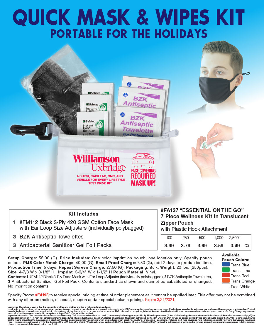 FA137 7 Piece Wellness Kit in Translucent Zipper Pouch