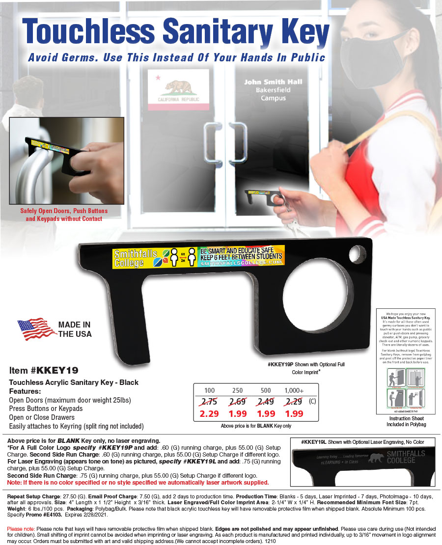 #KKEY19 Touchless Black Acrylic Sanitary Key