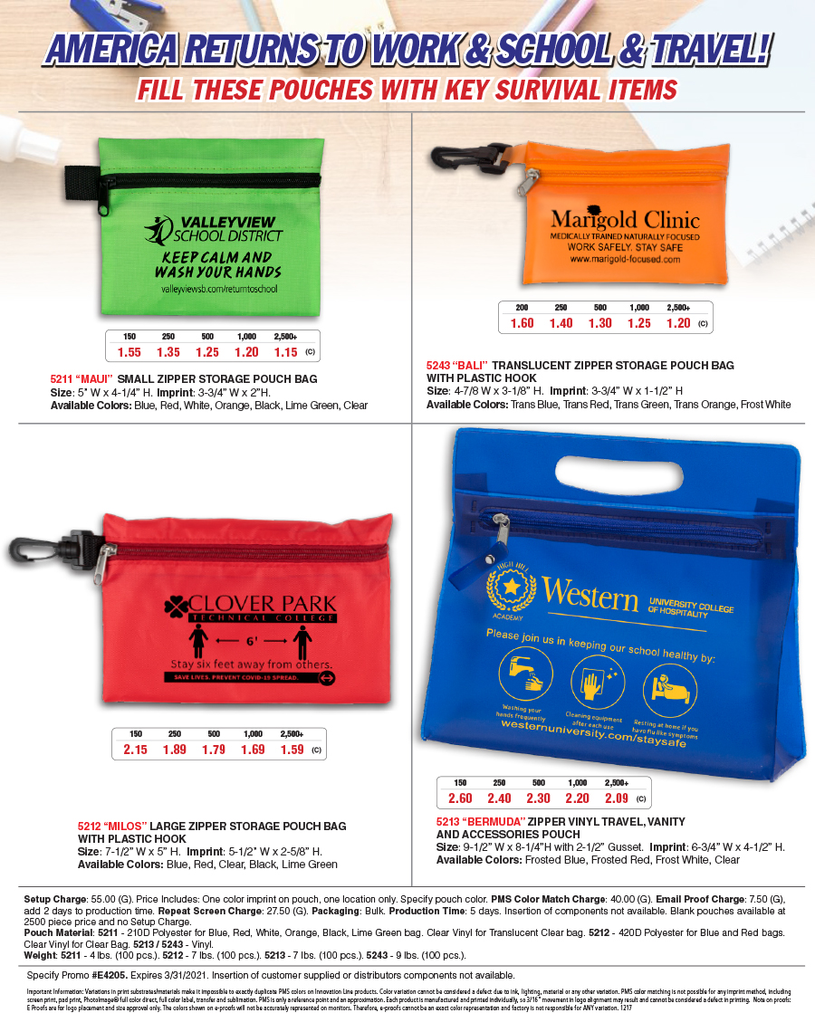 5211 5243 5212 5213 Work, School and Travel Pouches