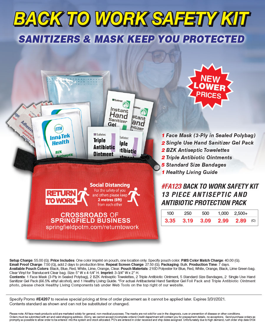 FA123 Emergency/Safty Kit - Mask, Wipes, Ointment & Bandages
