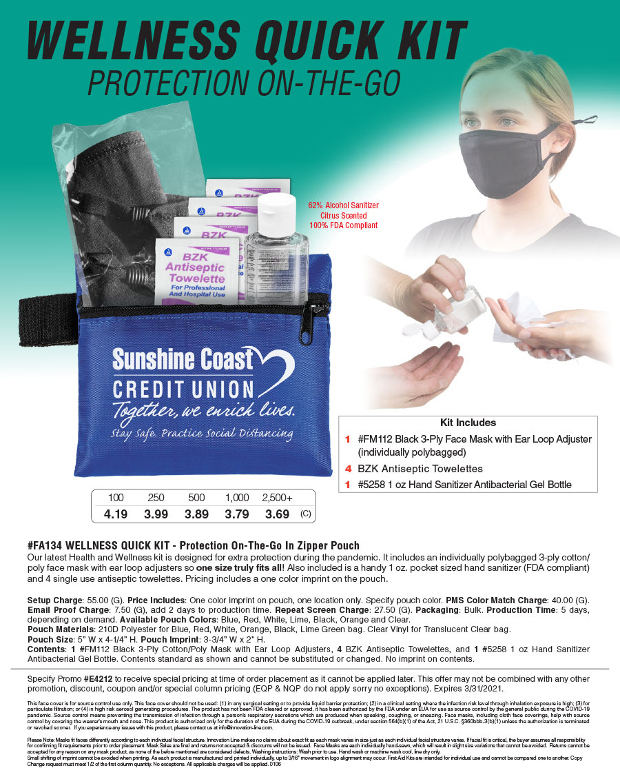 FA134 Wellness Quick Kit - Protection On-The-Go In Zipper Pouch
