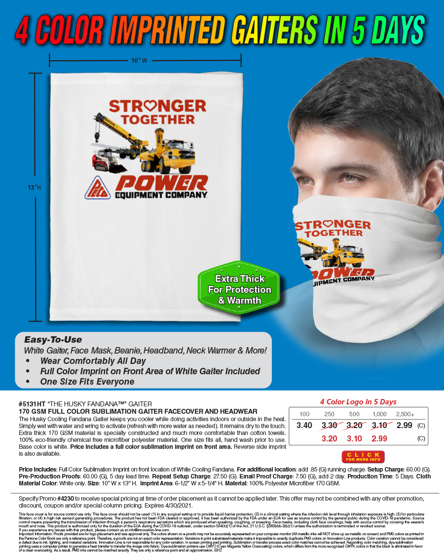 #5131HT 4 Color Gaiters in 5 Days