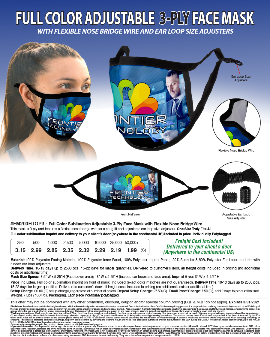 #FM203HTOP3 Full Color Protective Masks
