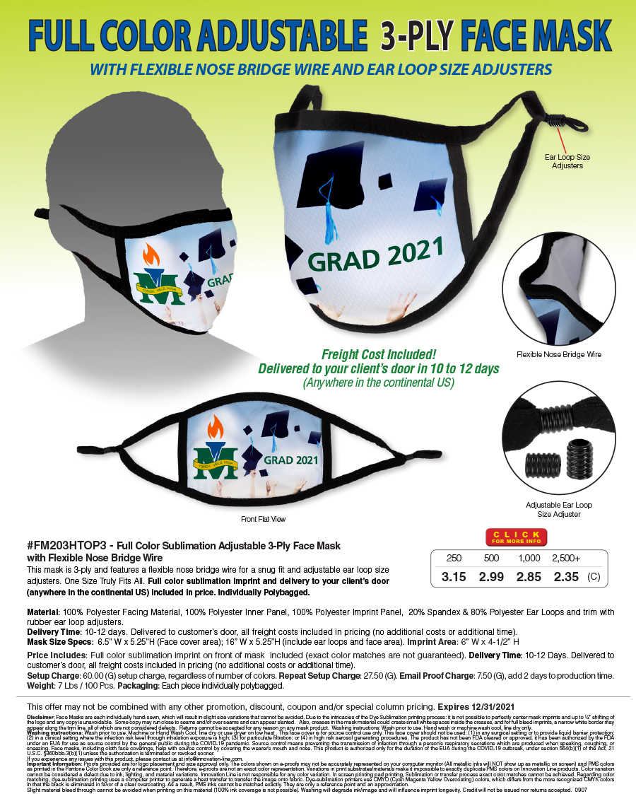 #FM203HTOP3 Full Color Protective Masks
