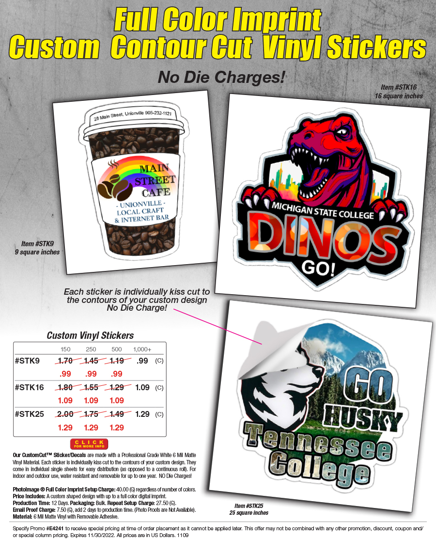 #STK9 #STK16 #STK25 Full Color Custom Shape Removable Vinyl Stickers