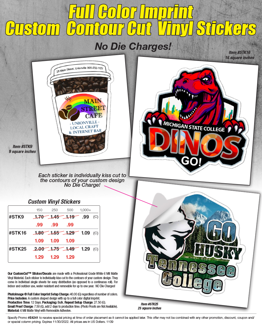 #STK9 #STK16 #STK25 Full Color Custom Shape Removable Vinyl Stickers
