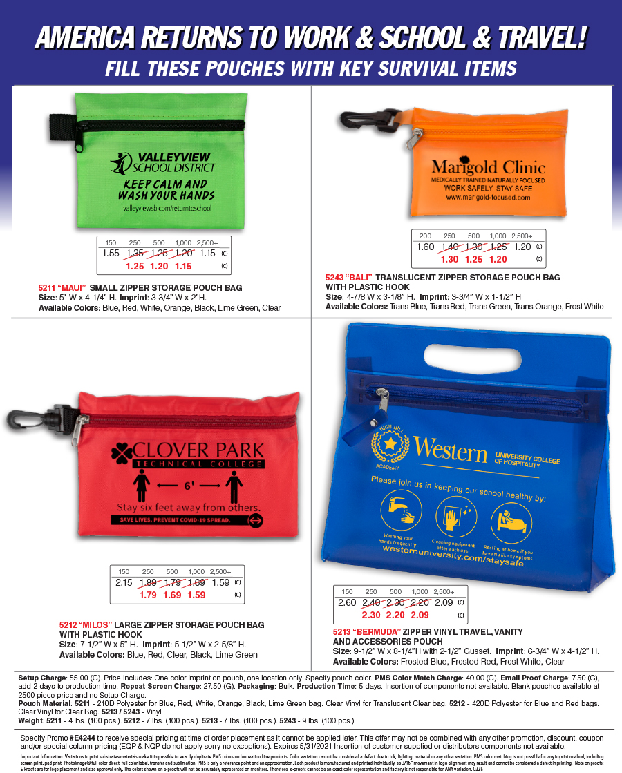 5211 5243 5212 5213 Work, School and Travel Pouches