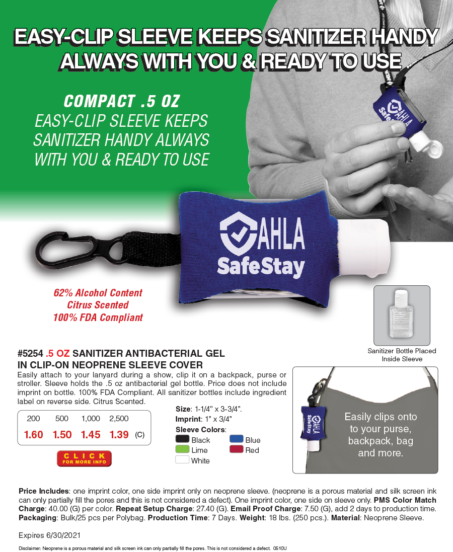 5254 .5 oz Hand Sanitizer Clip-On Neoprene Sleeve