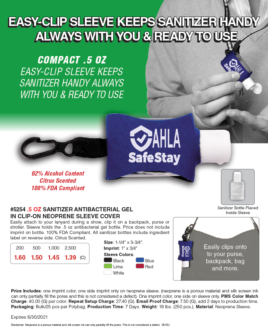 5254 .5 oz Hand Sanitizer Clip-On Neoprene Sleeve