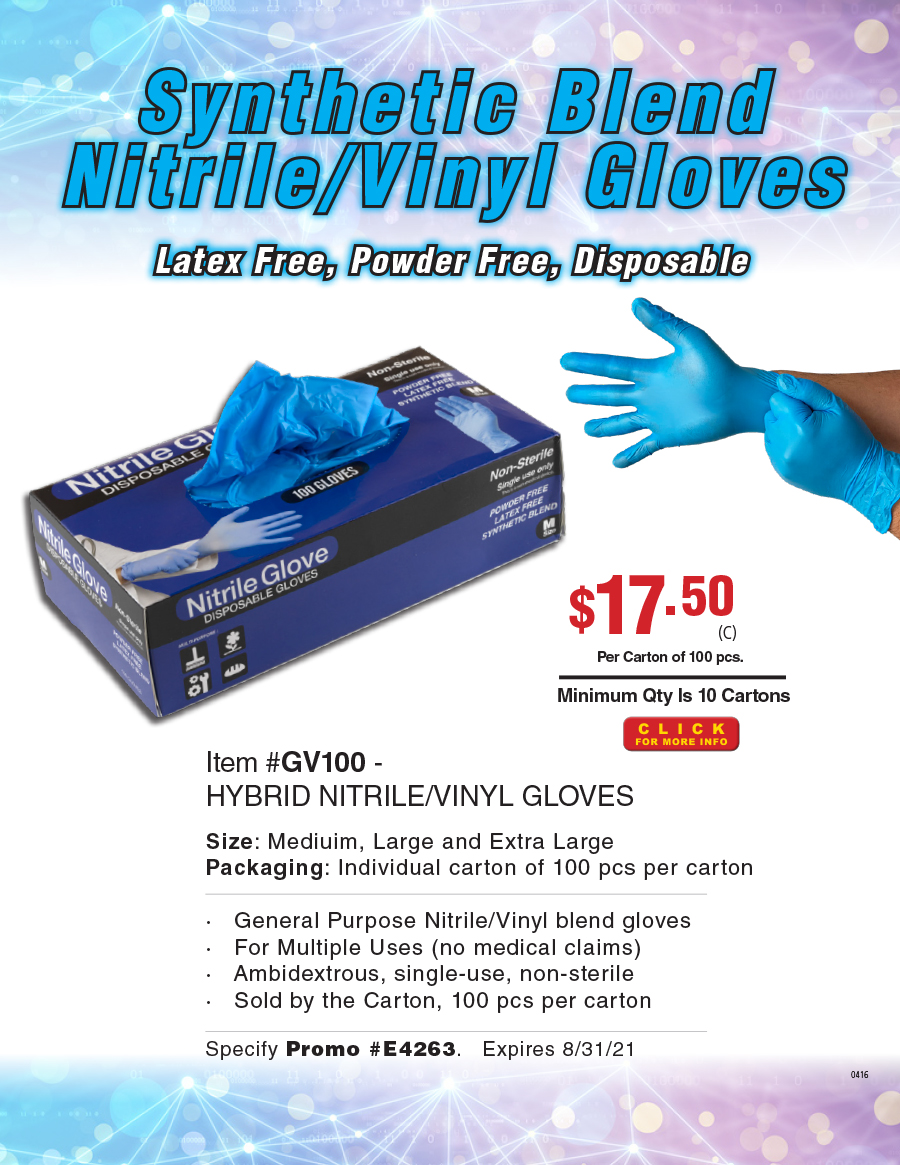 GV100 - Hybird Nitrile-Vinyl Gloves