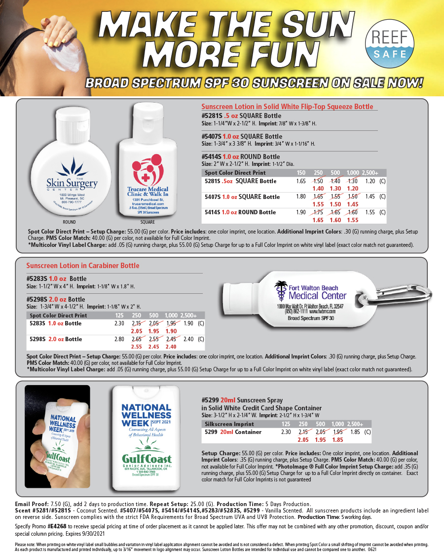 5414 5415 5283S 5298S 5299 5407S 5281S Sunscreen Squeeze Bottle