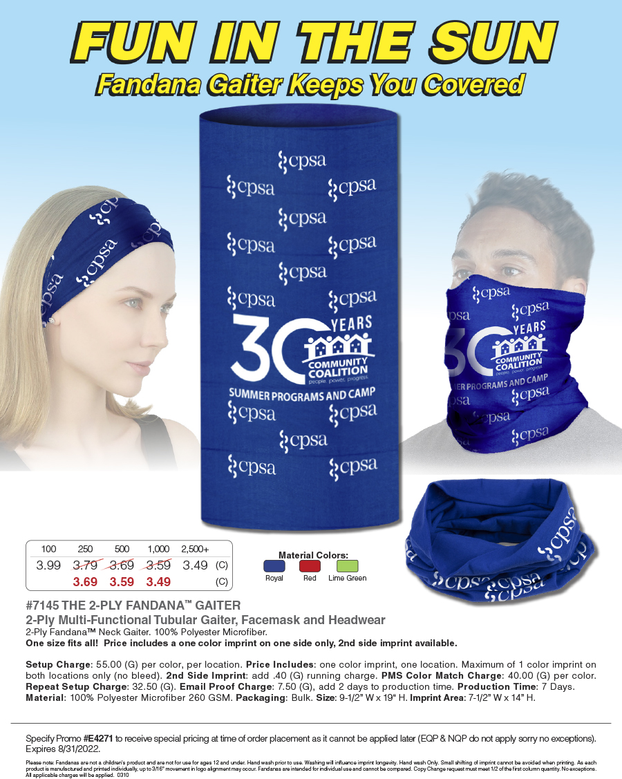 #7145 Domestic The Fandana�  2-Ply Multi-Functional Tubular Head And Neck Wear