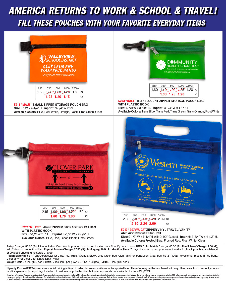 5211 5243 5212 5213 Work, School and Travel Pouches