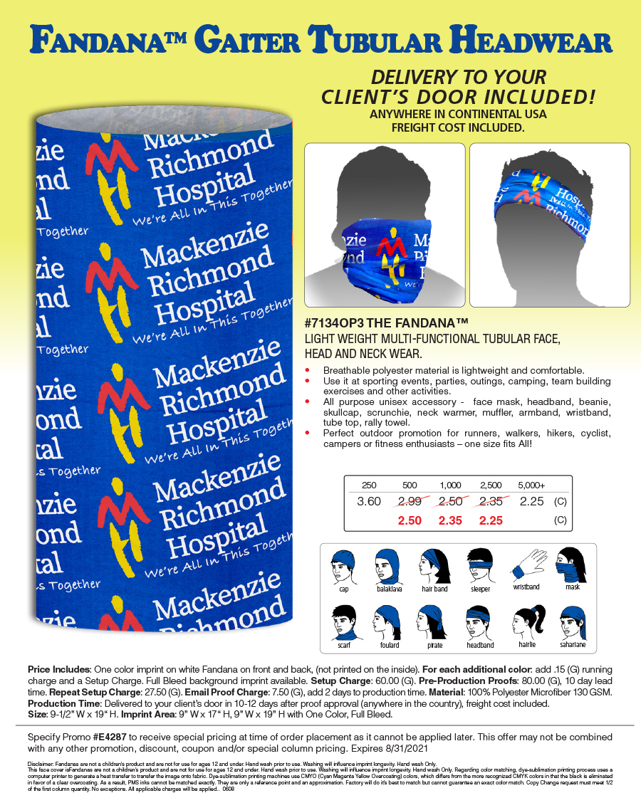 #7134OP3 The Fandana�  Multi-Functional Tubular Head And Neck Wear