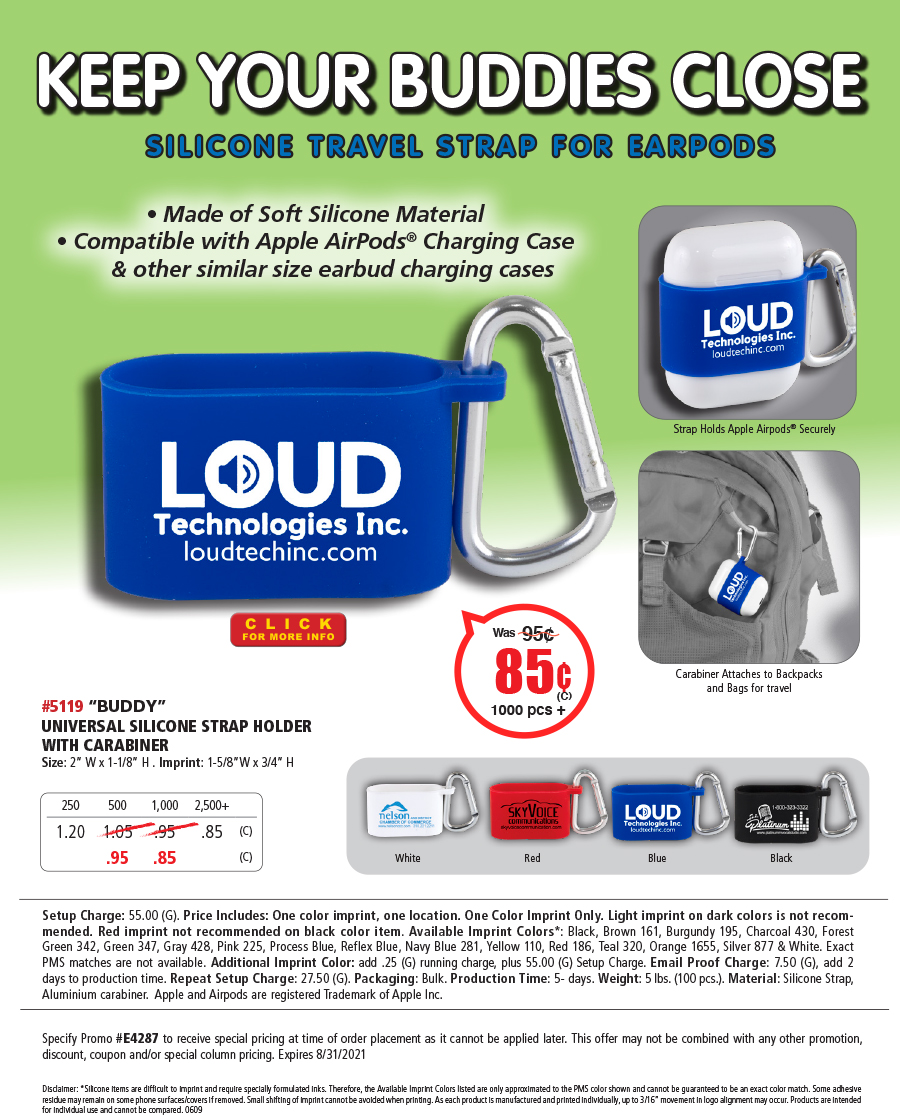 5119 Universal Silicone Strap Holder with Carabiner