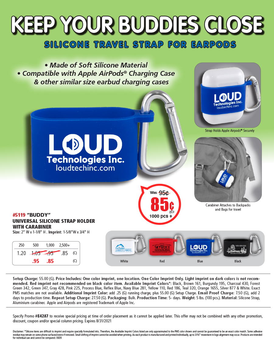 5119 Universal Silicone Strap Holder with Carabiner