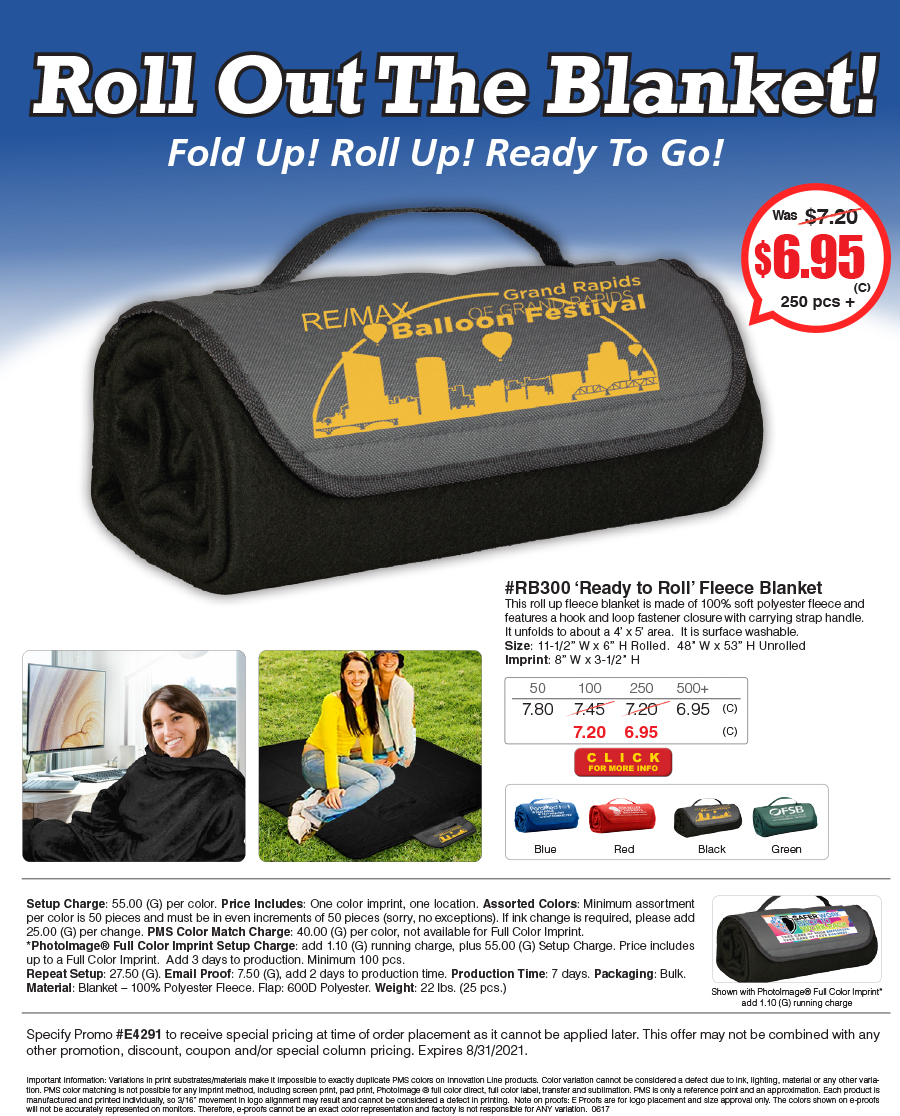 RB300 Ready to Roll Fleece Blanket