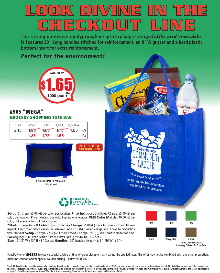 #905 80GSM Reusable Grocery Totes