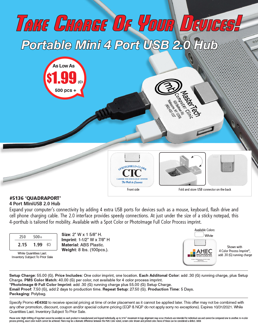5136 Quadraport - 4 Port MiniUSB 2.0 Hub