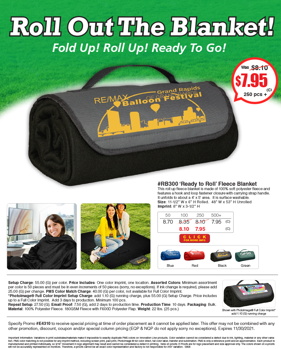 RB300 Ready to Roll Fleece Blanket