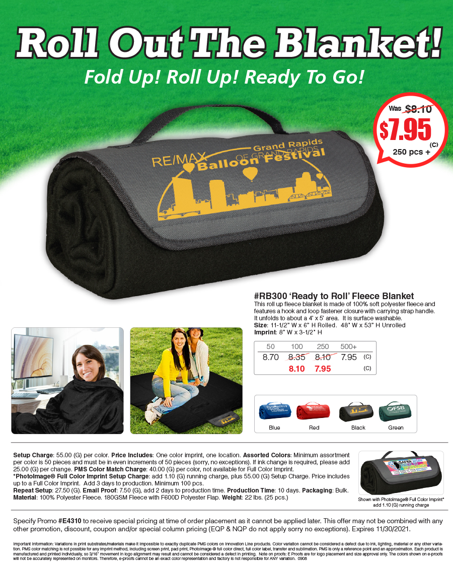 RB300 Ready to Roll Fleece Blanket