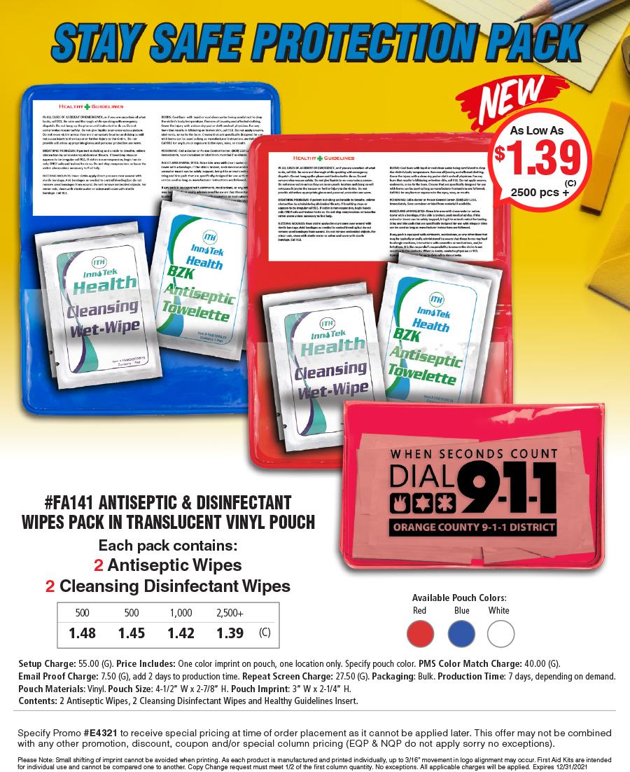 FA141 Antiseptic and Disinfectant Wipe Pack
