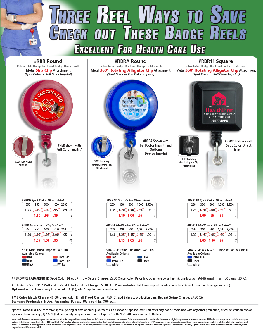 RBRA RBRAD RBR RBRD RBR11 Badge Reels