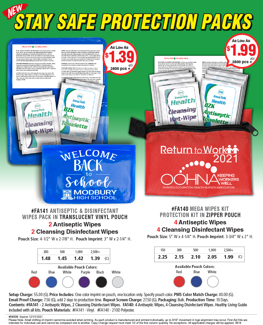 FA140 FA141 Antiseptic and Disinfectant Wipe Pack
