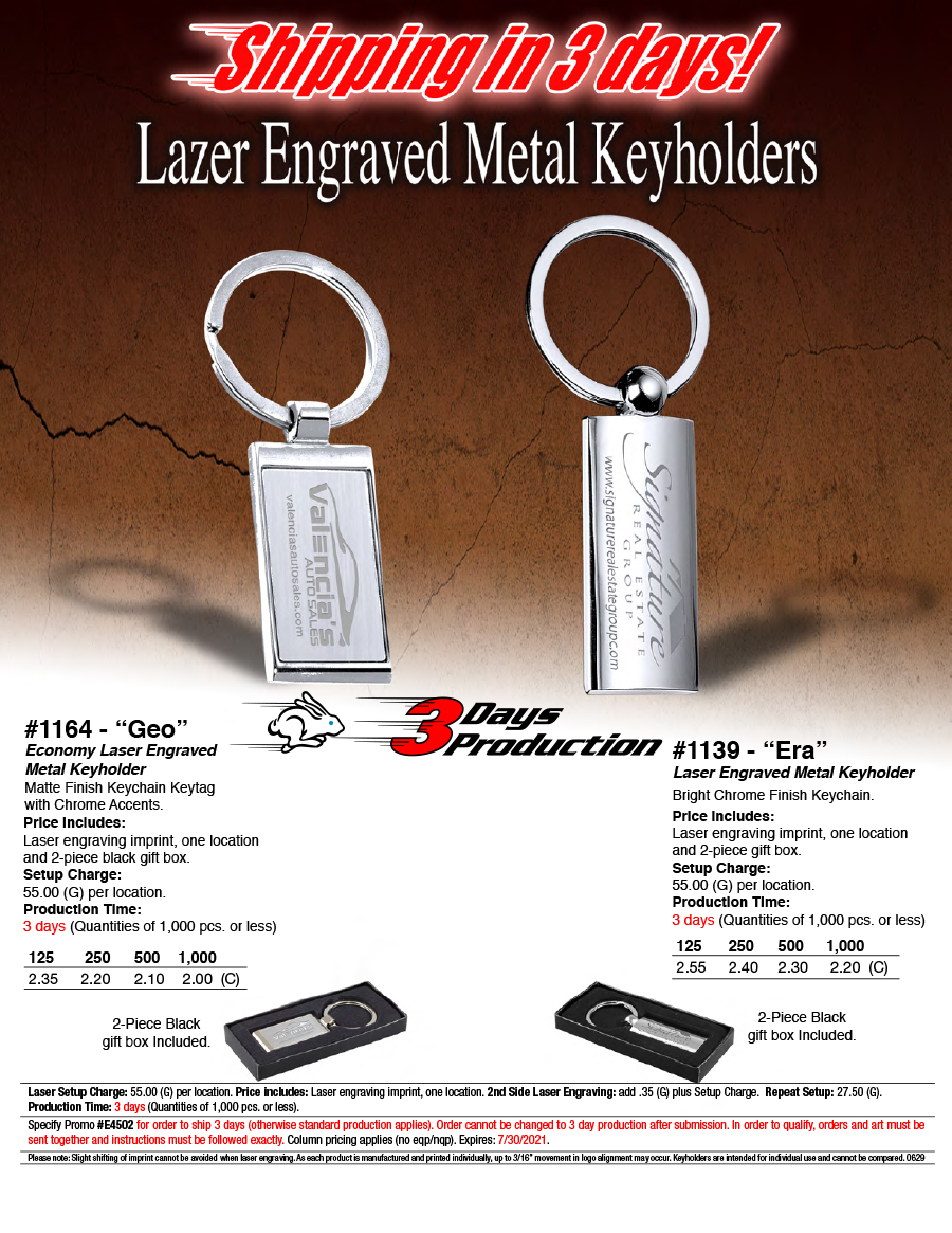 1164 1139 Laser Engraved Metal Keyholders