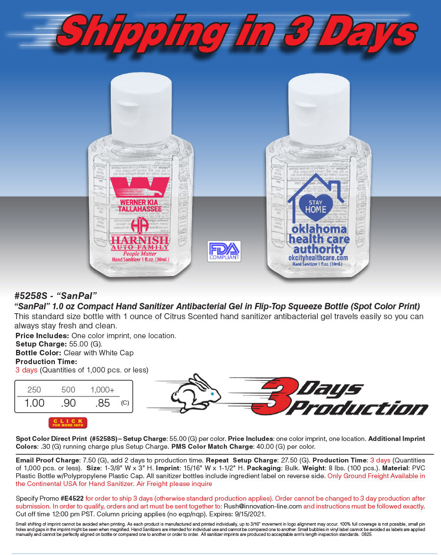 5258S - 1oz Compact Hand Sanitizer