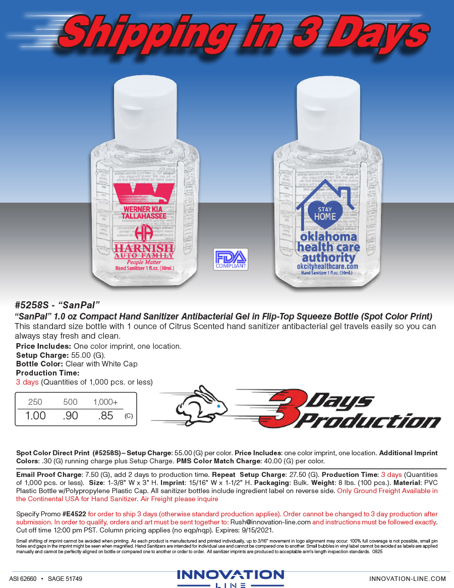 5258S - 1oz Compact Hand Sanitizer