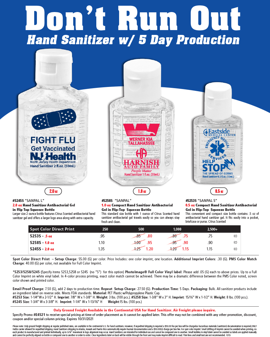 5245S 5258S 5253S Hand Sanitizers