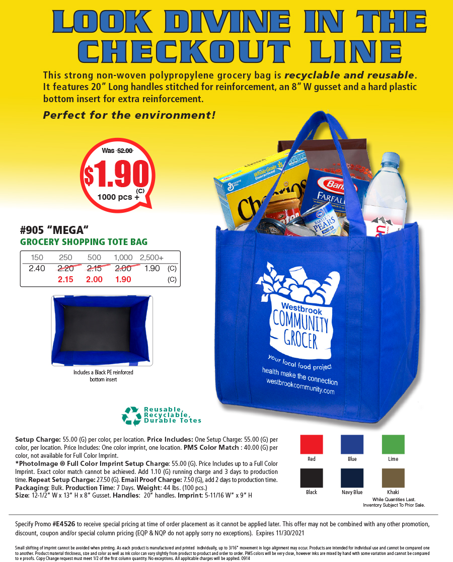 #905 80GSM Reusable Grocery Totes