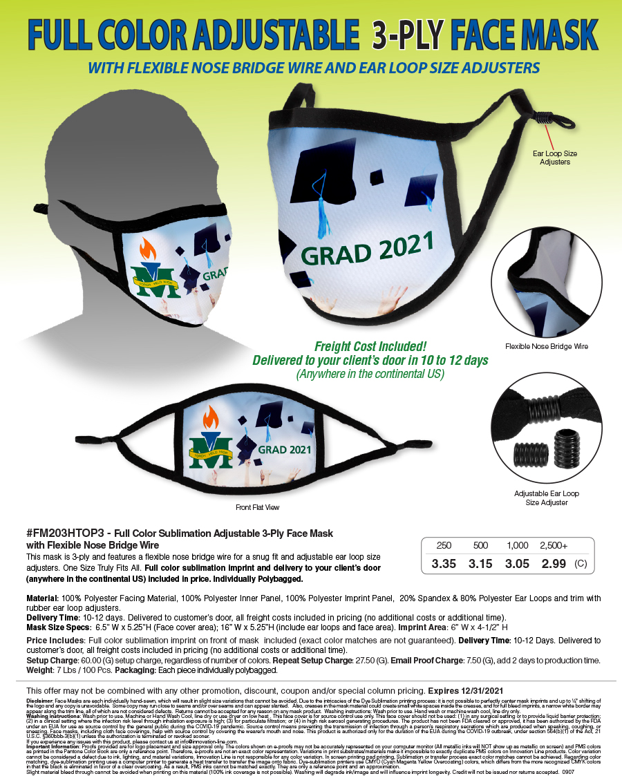 #FM203HTOP3 Full Color Protective Masks
