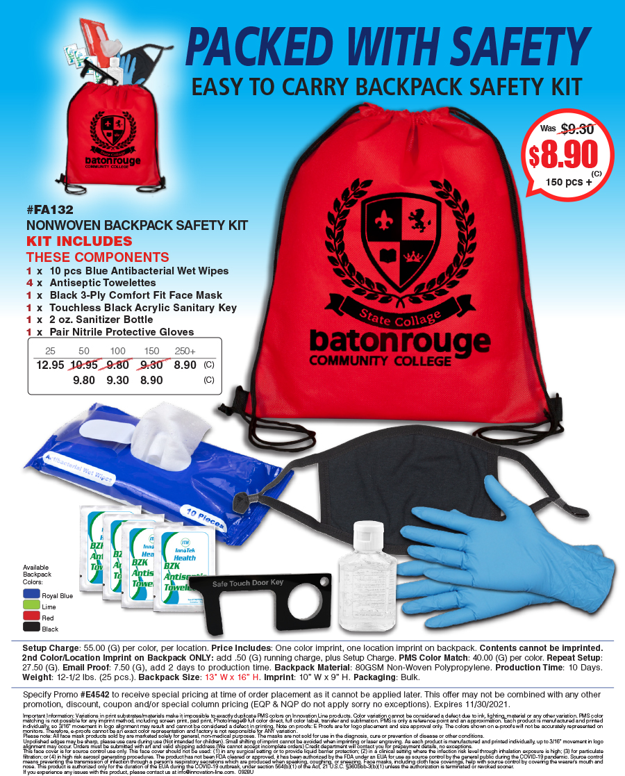 FA132 Nonwoven Backpack Safety Kit