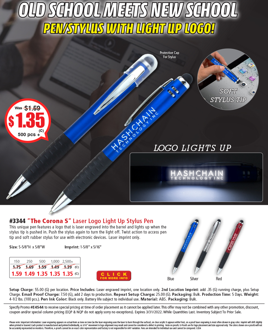 3344 The Corona - Laser Light Up Stylus Pen