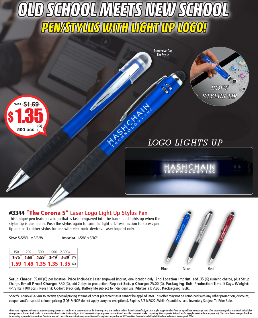 3344 The Corona - Laser Light Up Stylus Pen