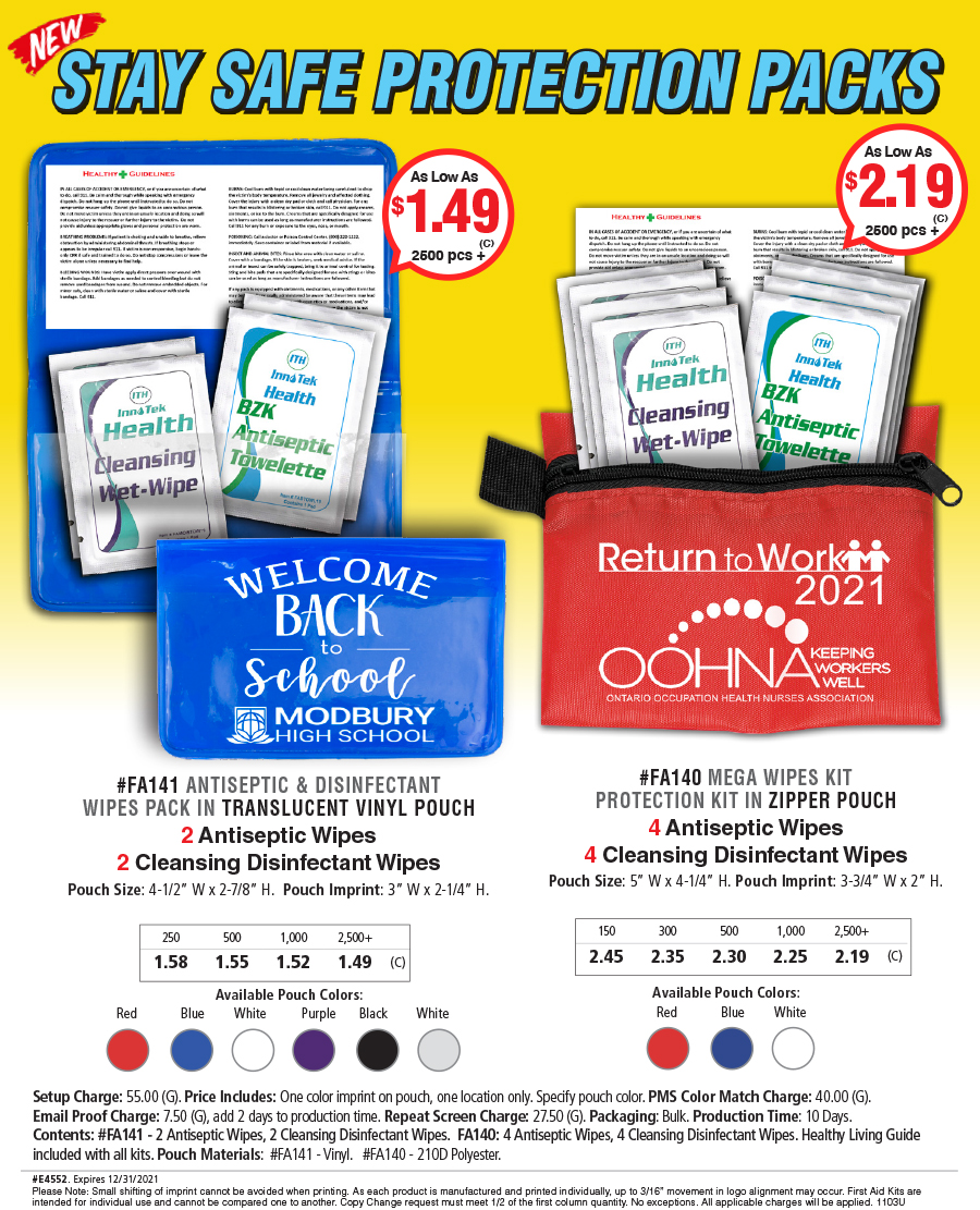 FA140 FA141 Antiseptic and Disinfectant Wipe Pack
