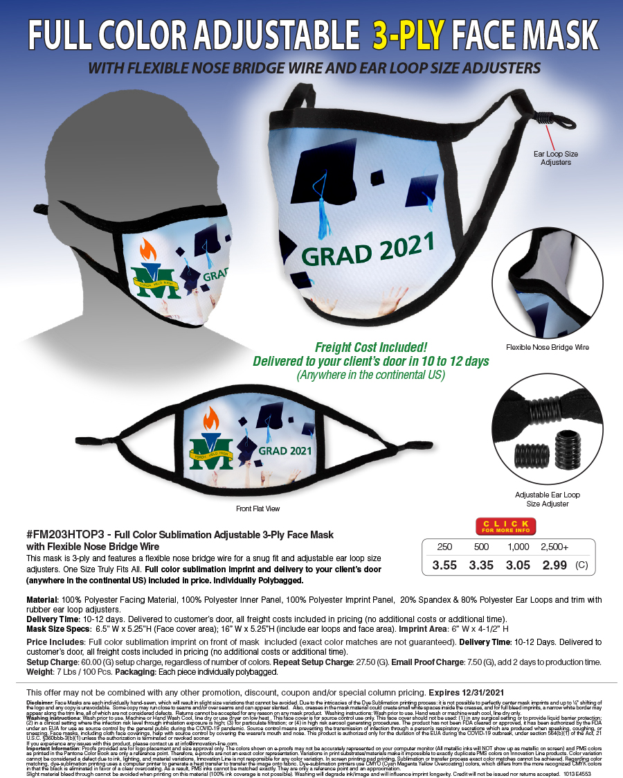 #FM203HTOP3 Full Color Protective Masks
