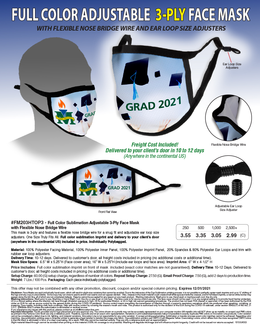#FM203HTOP3 Full Color Protective Masks
