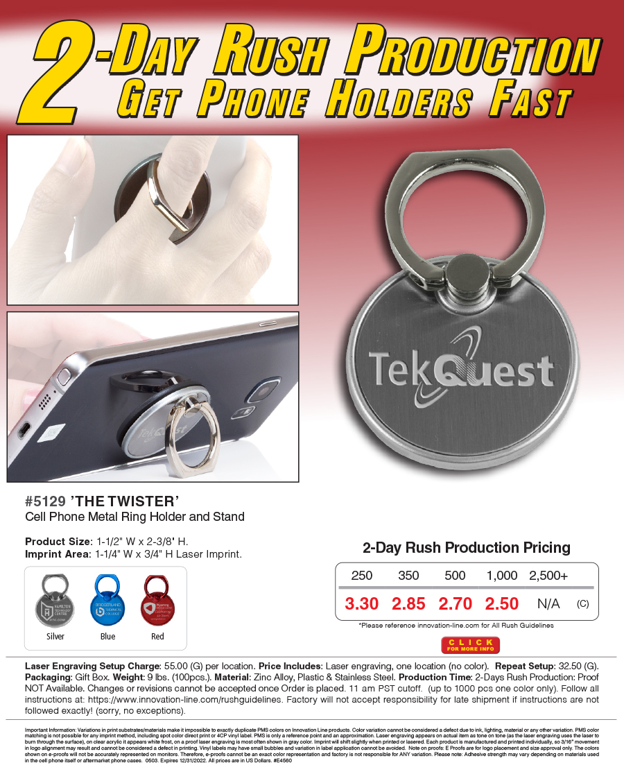 5129 The Twister - Cell Phone Metal Ring Holder and Stand