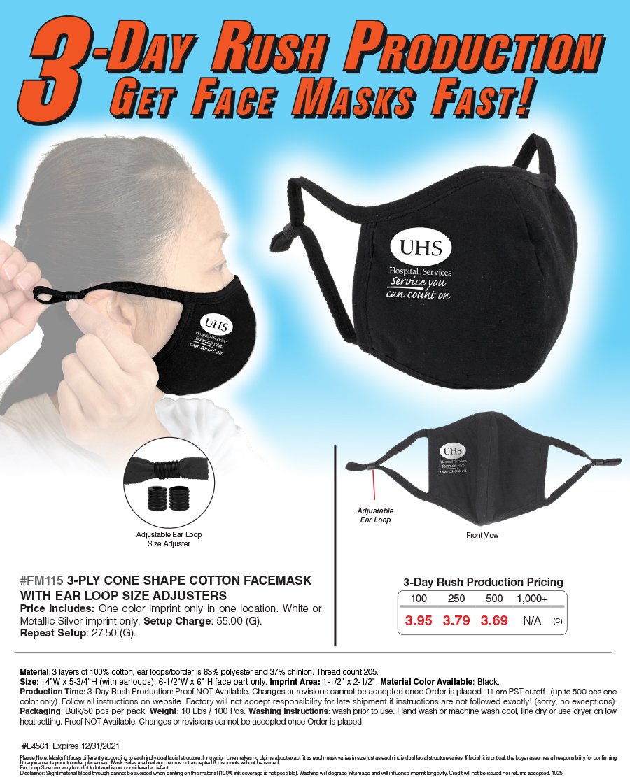 #FM115 3-Day Rush Production Mask
