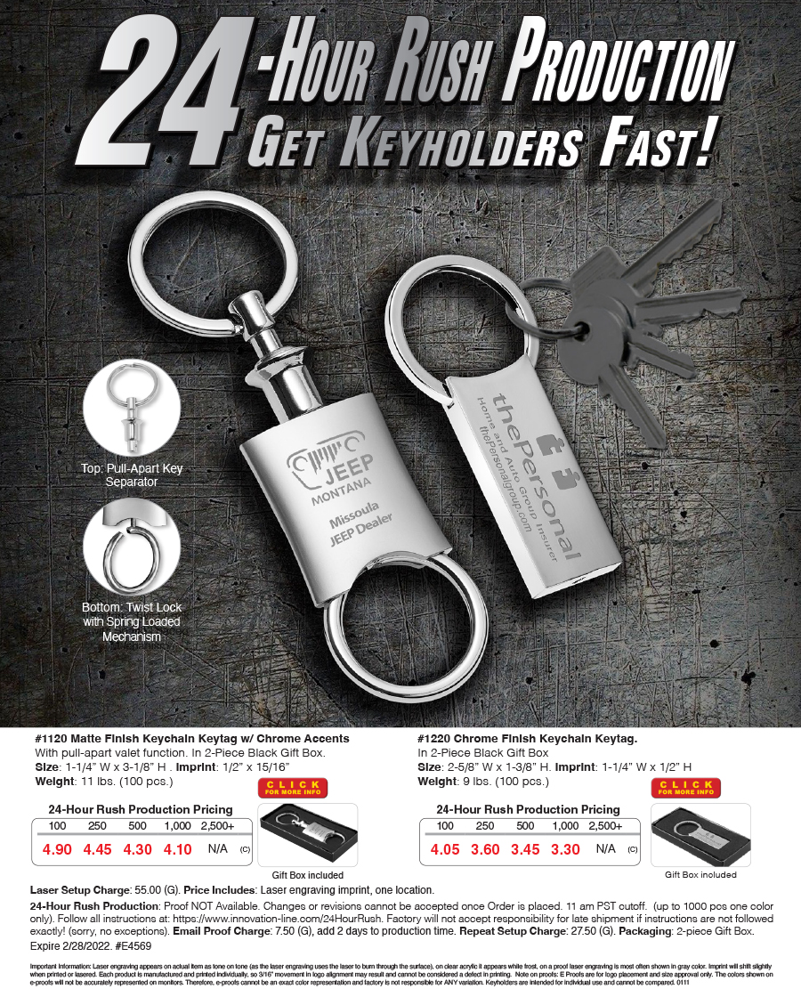 #1120 #1220 Metal Keyholders 24 Hour Rush Production