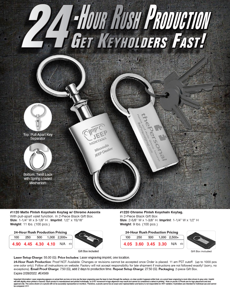 #1120 #1220 Metal Keyholders 24 Hour Rush Production