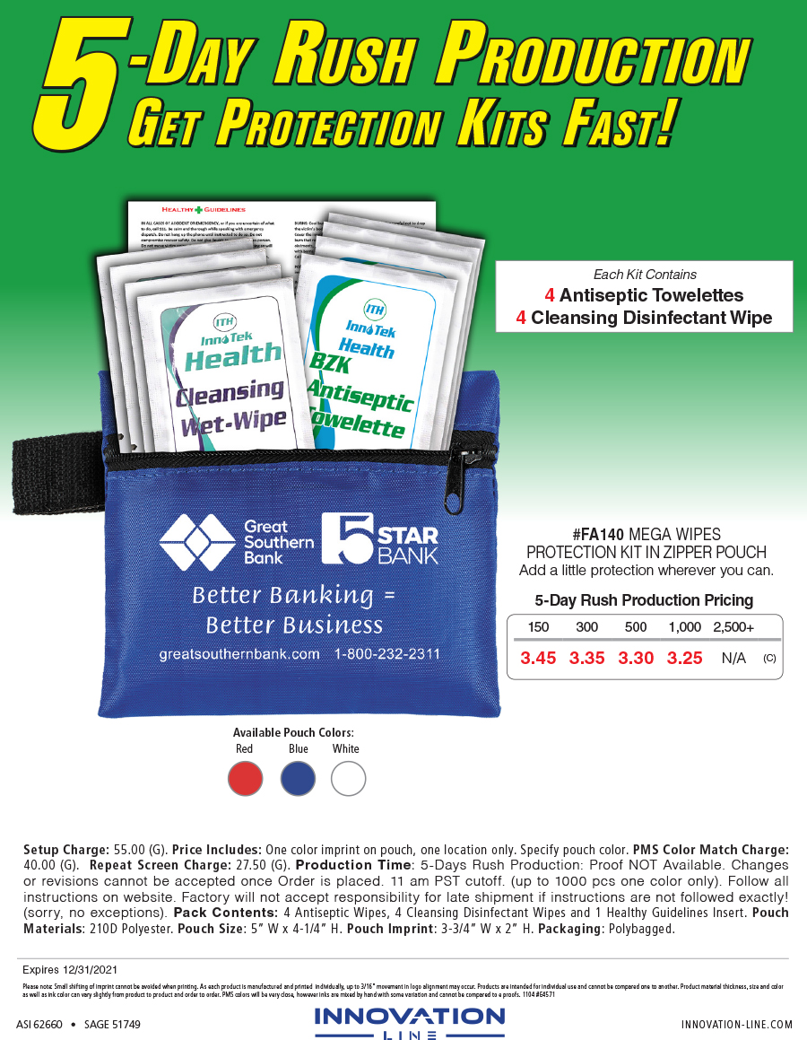 FA140 MEGA WIPES PROTECTION KIT IN ZIPPER POUCH
