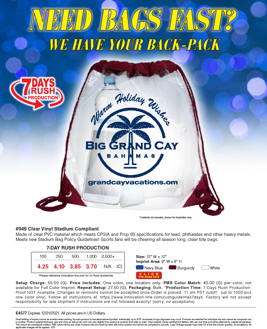 949 Clear Vinyl Cinch Pack Backpack